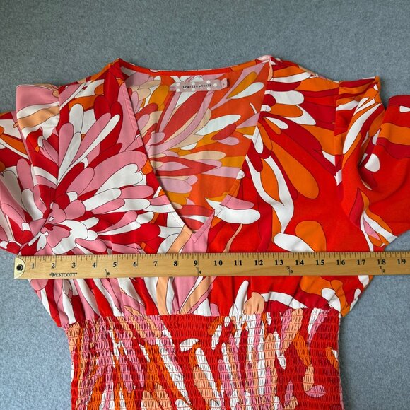 Traffic People Womens‎ Maxi Dress A Line Smocked Groovy Floral VNeck Size Large - Picture 12 of 16